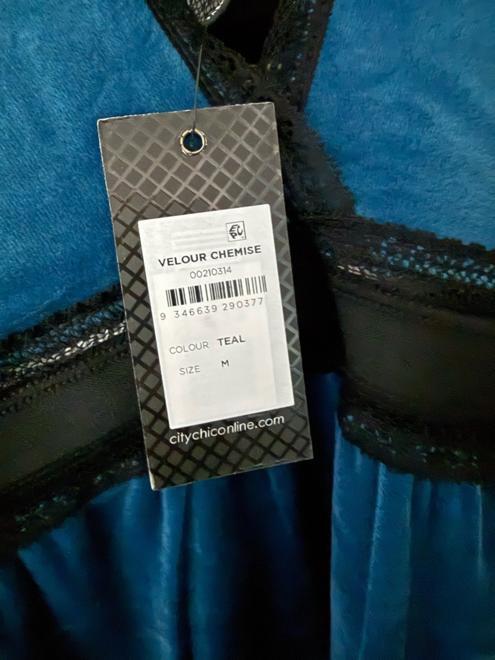 City Chic Teal Blue Velour Chemise Dress with Black Trim 18W - Picture 6 of 9